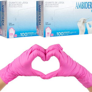 Caja de guantes de nitrilo Ambiderm Rosa.