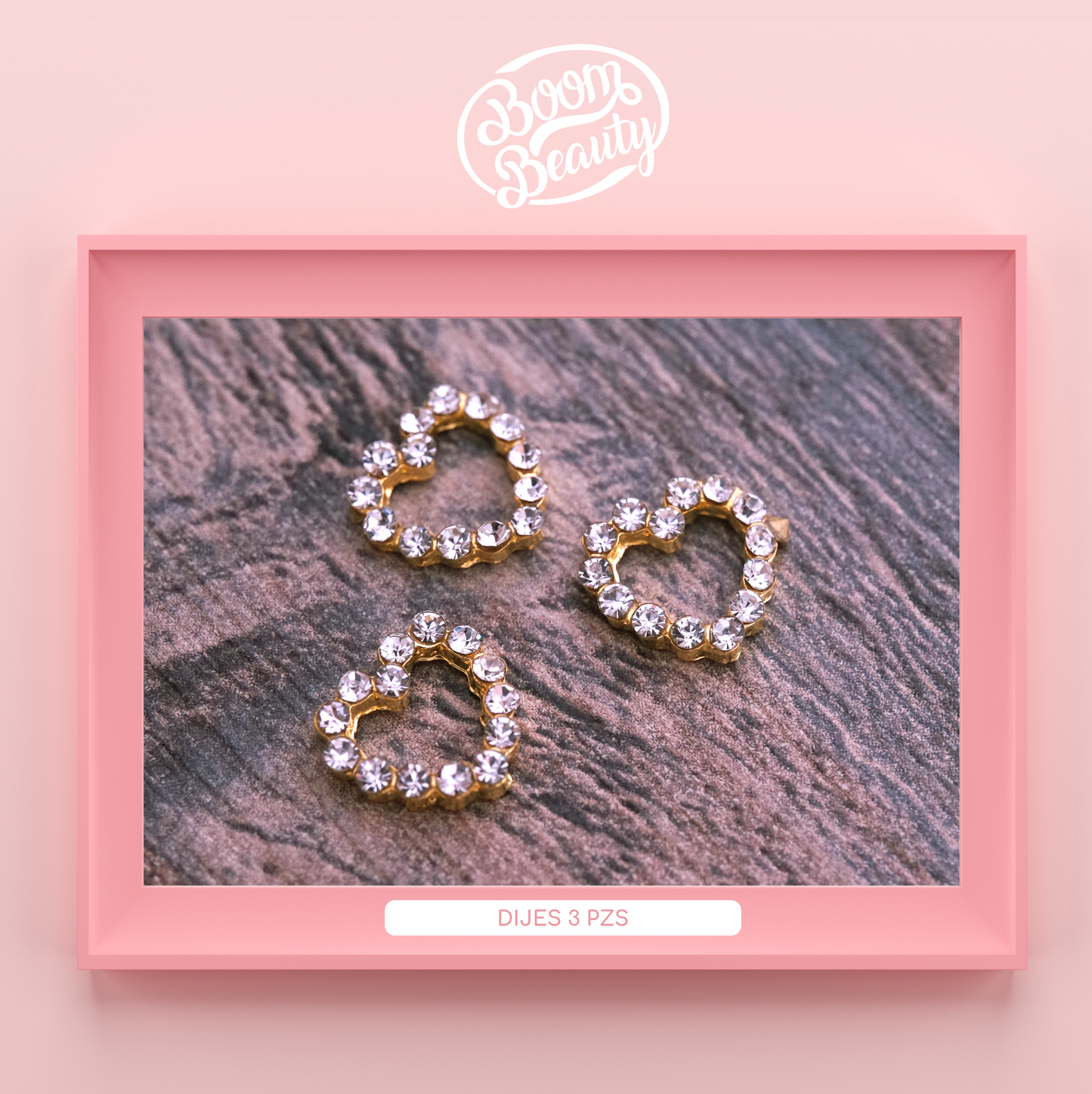 Dije - Corazón c/Piedra (3pzs)