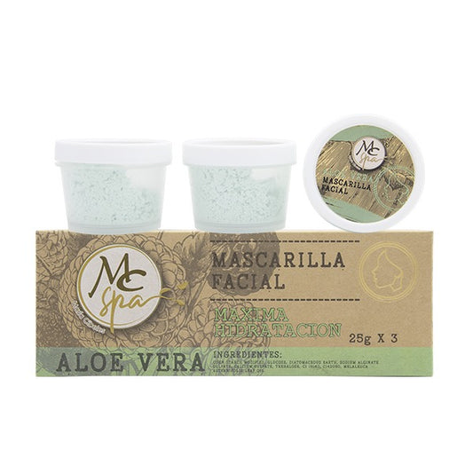Mascarilla FACIAL Aloe Vera 3pz de 25grs c/u